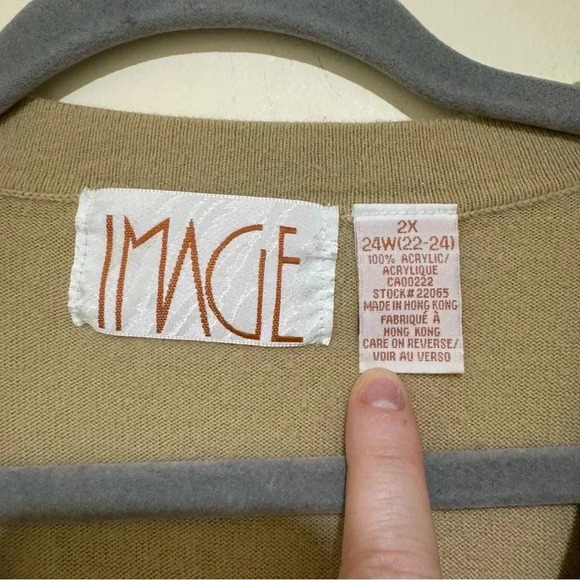 Women’s Vintage Image Brand Tan Colour V-Neck Plus Size Baggy Sweater Vest S: 2X - Picture 6 of 12